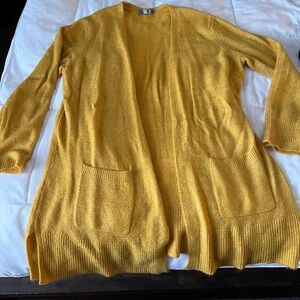 Marled Mustard Open-Front Cardigan